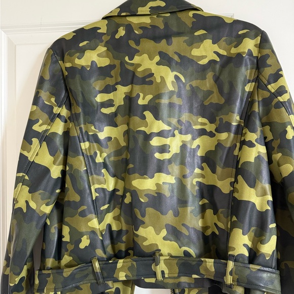 Michael Kors Green Camouflage Leather Jacket - Picture 4 of 6